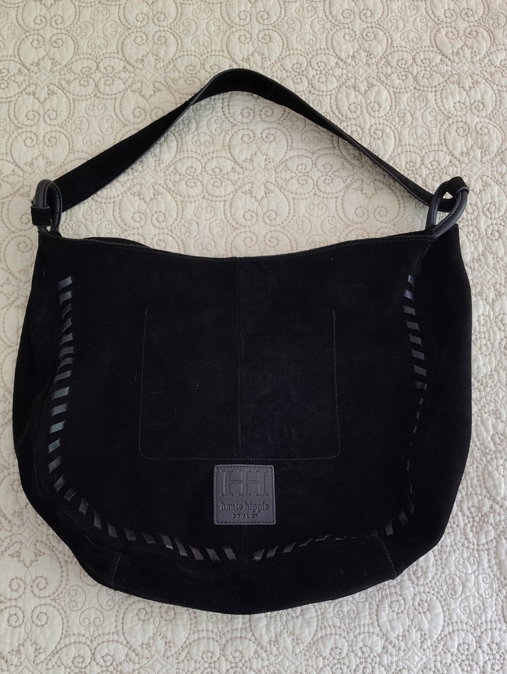 Haute Hippie hobo Black Leather Suede Bag Large
